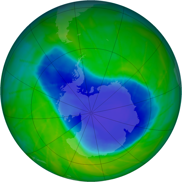 Antarctic ozone map for 19 November 2010